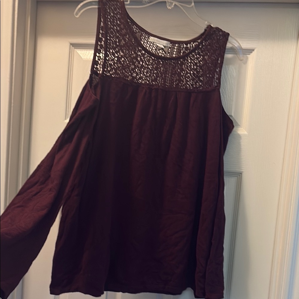 New York & Company Red Asymmetrical Sleeveless Blouse